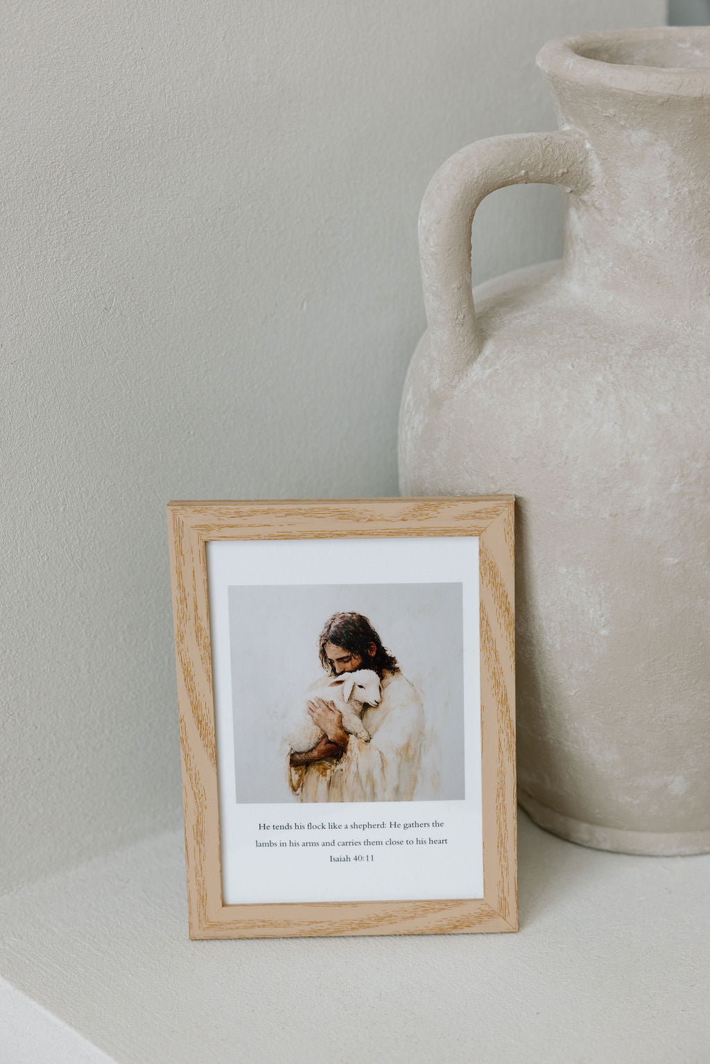 Carried by Him Christian wall art modern, Jesus carrying His followers, faith-filled artwork.