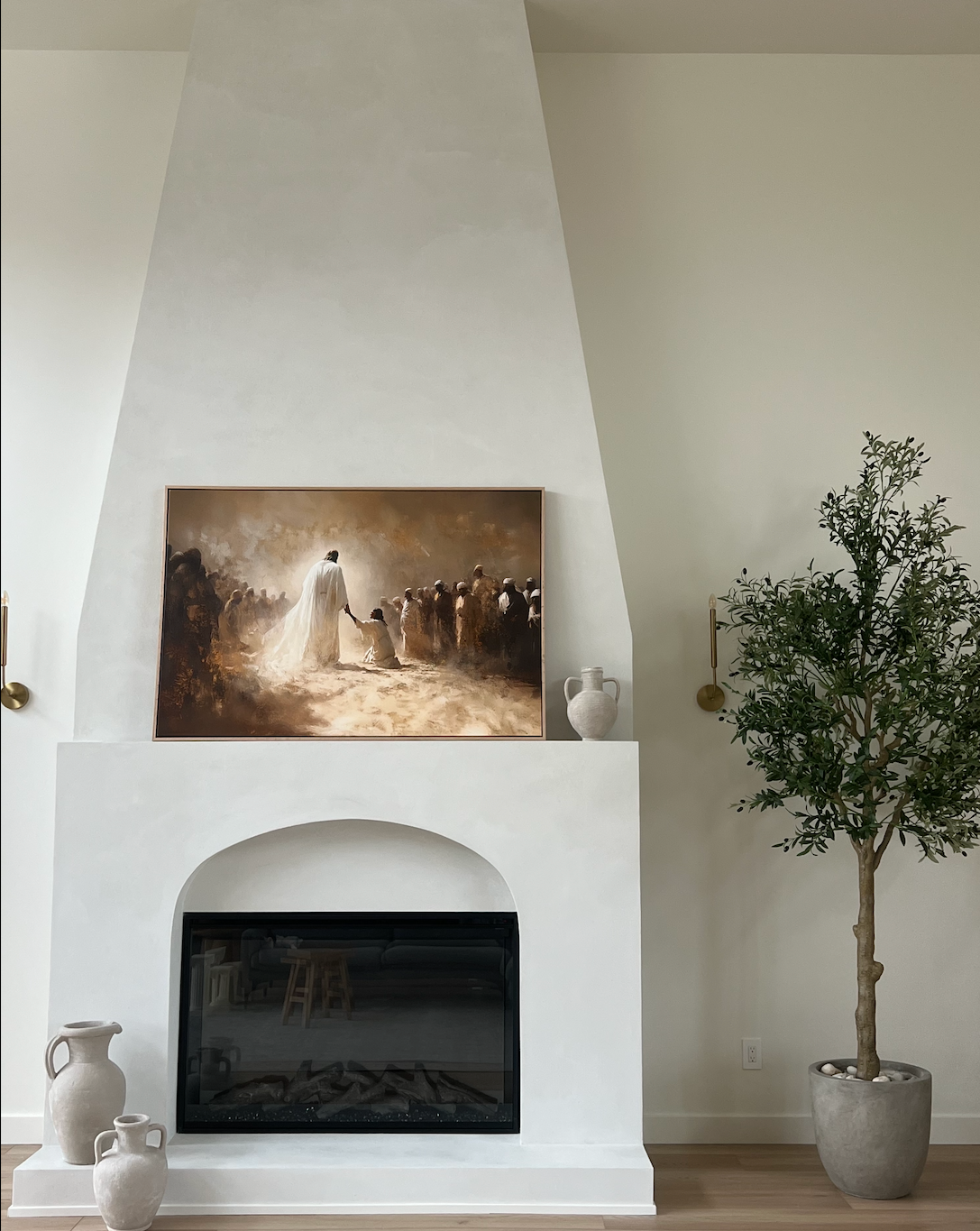 Just One Touch Canvas Christian wall art modern by Christian artist showing Jesus’ healing.