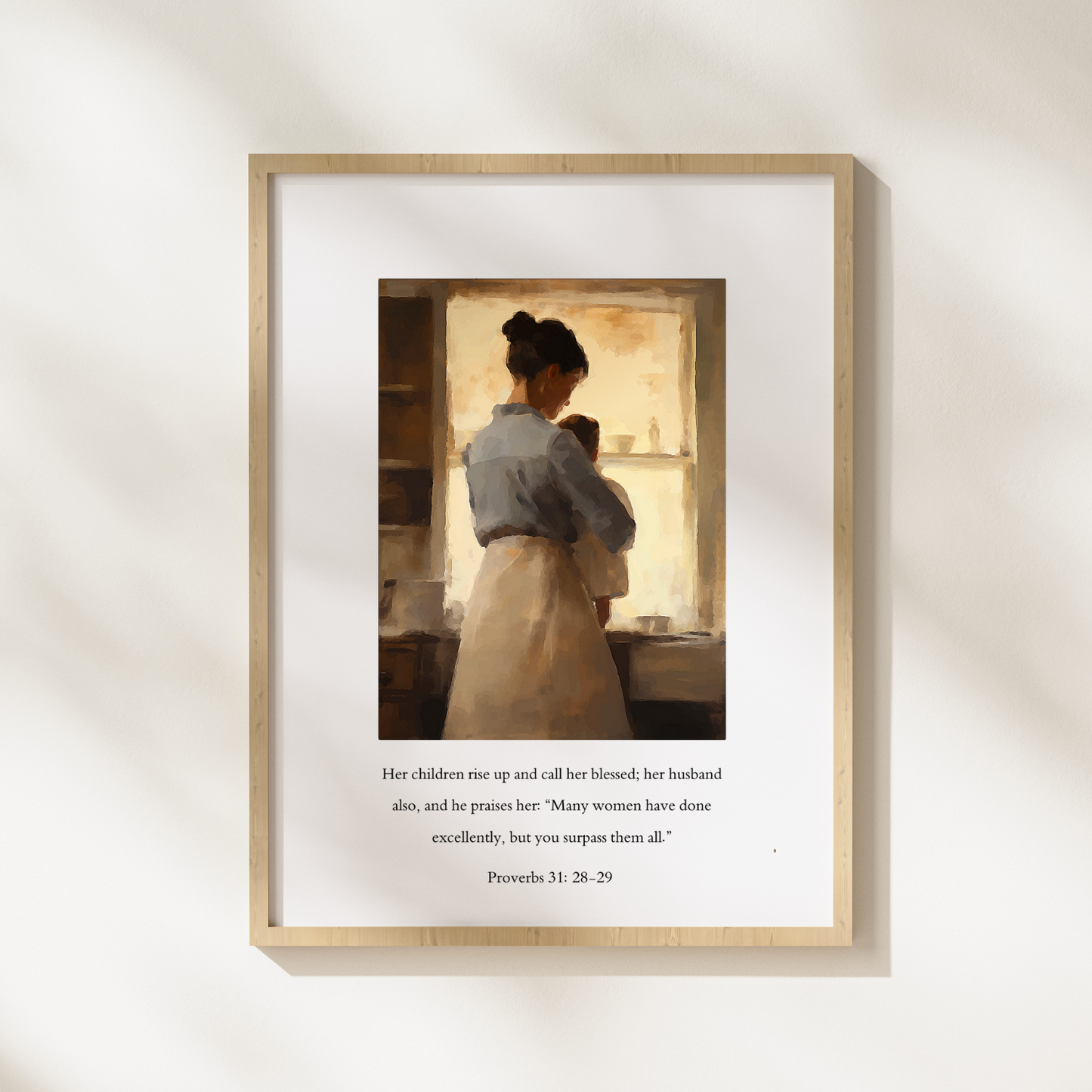 Proverbs 31 Scripture Print Christian wall art modern, faith-filled verse for home decor.