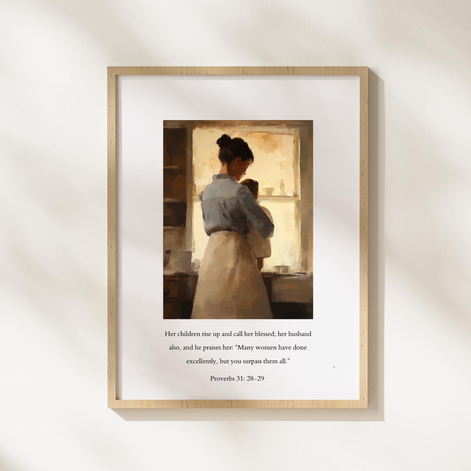 Proverbs 31 Scripture Print Christian wall art modern, faith-filled verse for home decor.