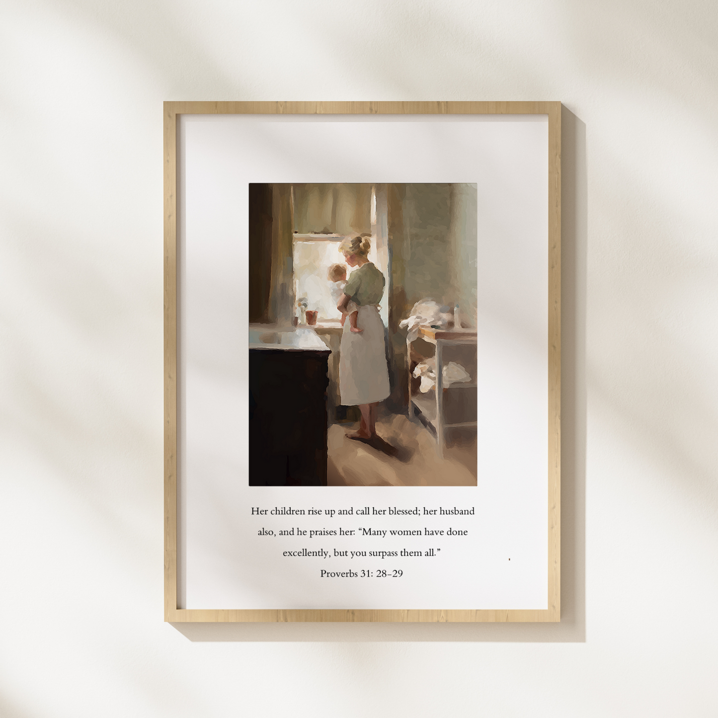 Proverbs 31 V2 Scripture Print modern Christian wall art, celebrating godly strength.